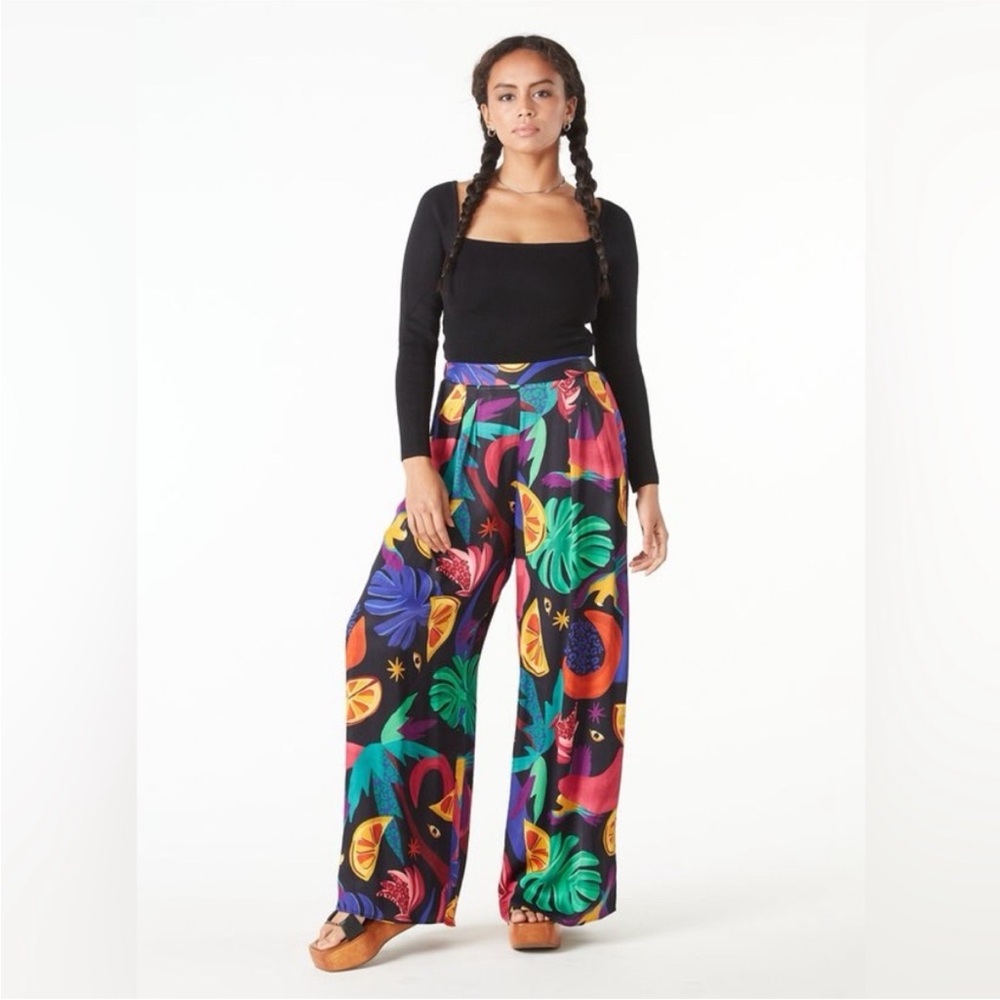 Farm Rio Mystic Jungle Print Wide Pants - Size Small